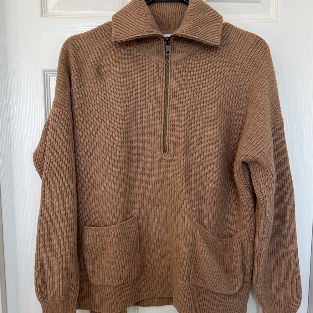 Madewell Glenbrook half zip pullover Brown Sweater